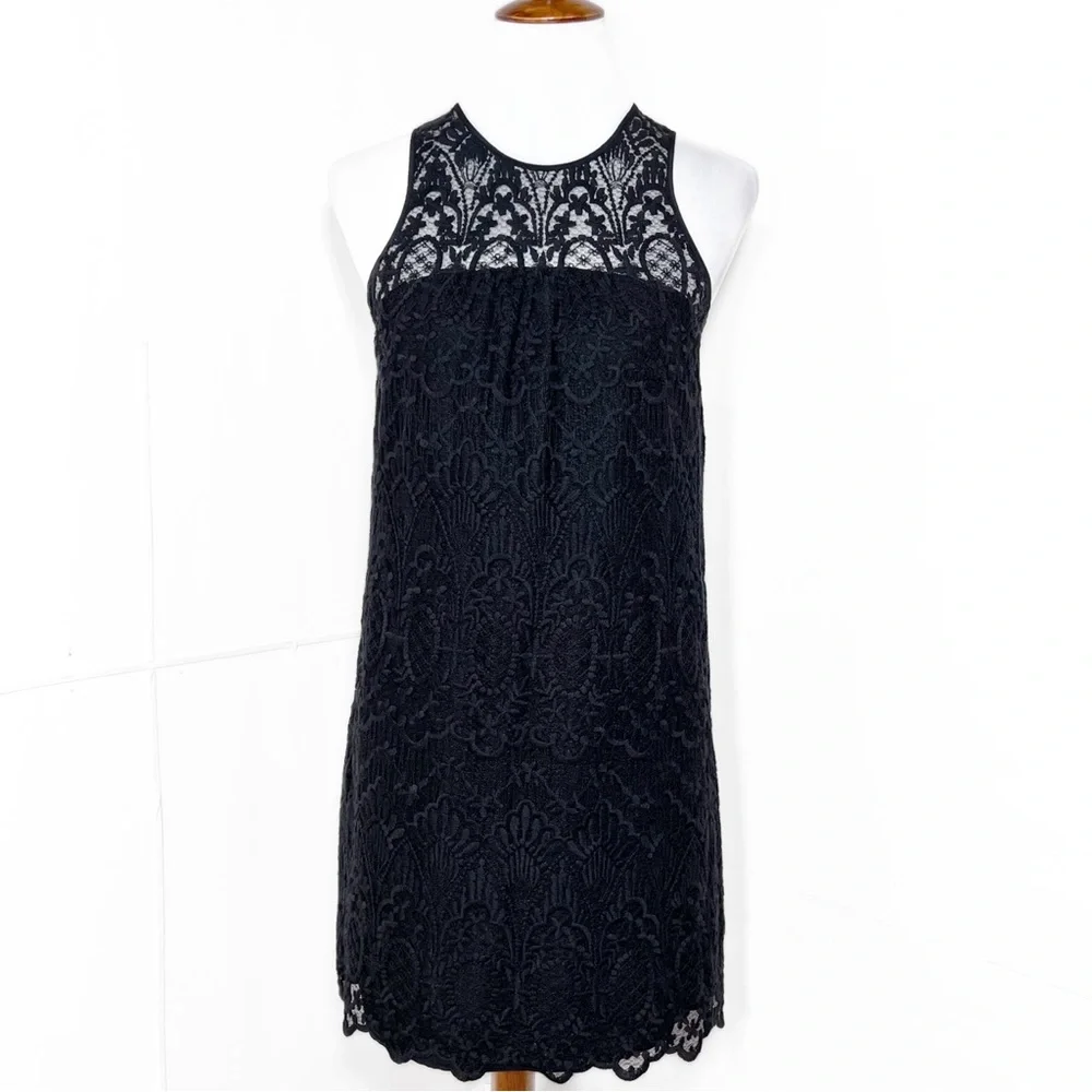 Joie Black Floral Scroll Lace Sleeveless LBD Sheath Mini Cocktail Dress - Picture 12 of 14